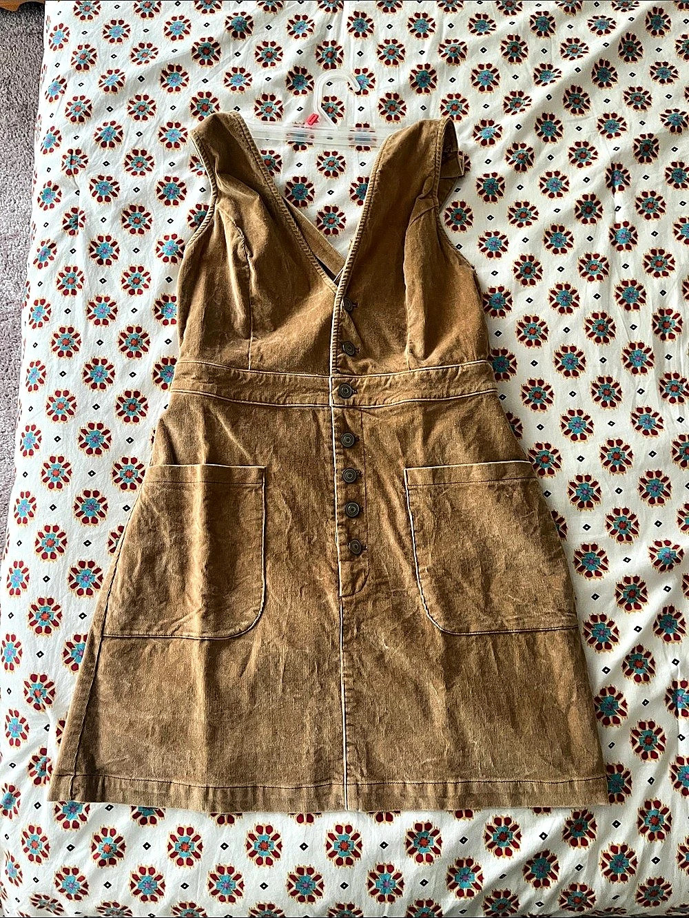 Brown Corduroy  Mini Dress - Picture 2 of 2